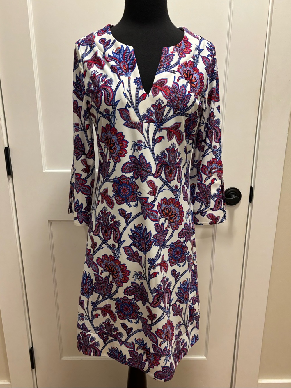 Jude Connally Floral Americana Paisley Midi Dress Womens Size S Preppy